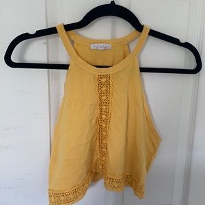 High neck yellow cropped tank